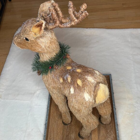 Pier 1 Imports Tall Bristle Straw Standing Deer Figurine Christmas Decoration - Picture 9 of 16